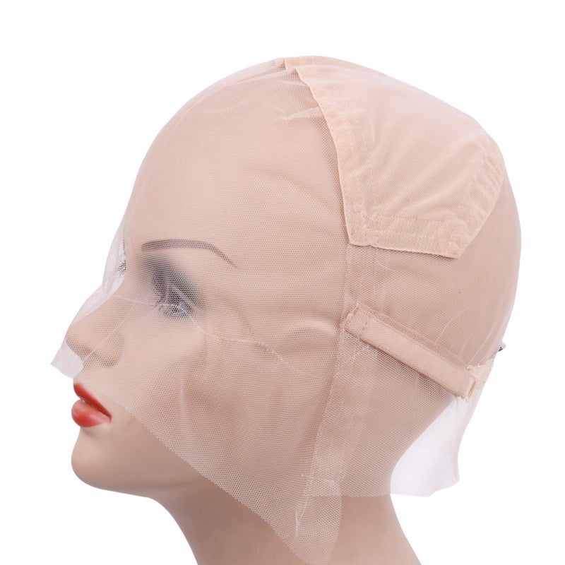 yantaisiyu Full Lace Wig Cap Wig Base with Adjustable Strap Hairnet Cap for Making Wig Caps (Beige L 23inch) - Image 1